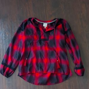 Black and Red Plaid Boho Shirt
